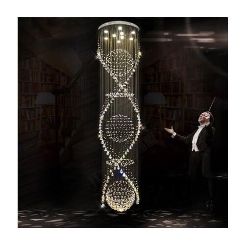 Modern Spiral Crystal Chandelier Lights Fixture Luxury Crystal Droplight Home Indoor Lighting Foyer Club Hotel Lamp D65cm*H250cm