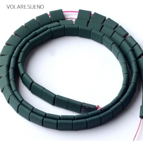 Dark Green Hematite Stone Natural Rubber Matte Square Beads Space Loose Beads For Jewelry Making 5*5mm Diy Bracelet 15inches