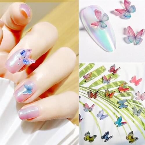 23PCS 3D Colorful Butterfly Nail Charm Decorative Butterfly Nail Decoration Nail Rhinestone DIY Manicure Design Accessories