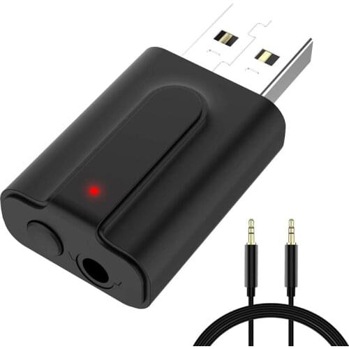 USB Bluetooth Transmitter Receiver for PC/TV,Bluetooth 5.0 Dongle,2 in 1 Audio Bluetooth Adapter Plug & Play Low Latency