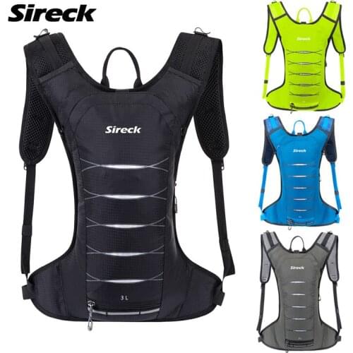 Sireck 3L Waterproof Nylon Bicycle Bike Bag Ultralight Reflective Breathable Running Sport Cycling Backpack Outdoor Bags Black