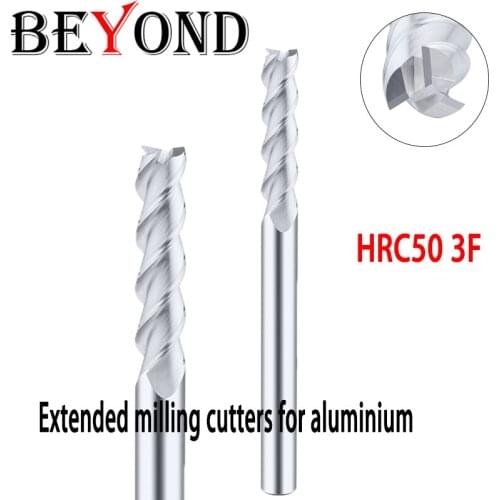 BEYOND Alloy Carbide End-Mills Extended Milling Cutters For Aluminium CNC Machine Woodworking Lathe Tools HRC50