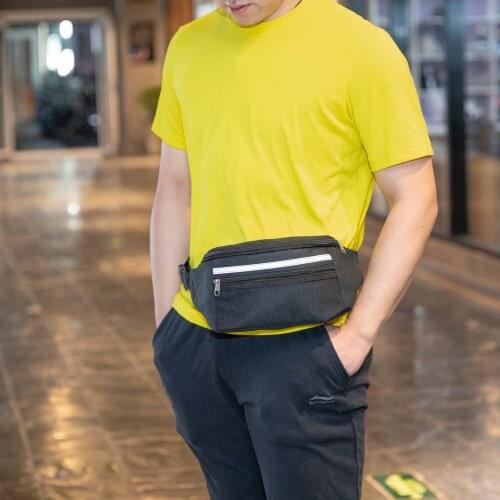 3 Pockets Fanny Pack Money Bag Waist Bags, Anti-Theft, Reflective Strips, Men and Women, Travel Hiking Running Outdoor Sports