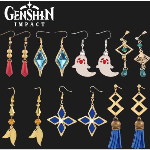 RJ Genshin Impact Tartaglia Earrings Cartoon Figure Cosplay Genshin Childe Earring Fashion Jewelry Accessories Gift