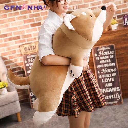 1pc 80/100cm Giant Size Lying Shiba Inu Dog Plush Pillow Stuffed Soft Toys Lovely Animal Dog Dolls Sleeping Pillow Gift Toys