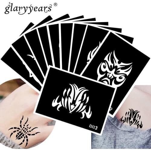 10 Pieces/Set Henna Tattoo Stencil Insect Pattern Paste Drawing Body Art Tattoo Stencil Sexy Product Waterproof 2019 HN#28
