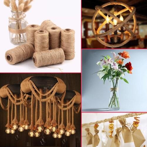 100M Natural Handmade Hemp Linen Cords Rope To Tie Burlap Twine Rope String DIY Craft Decoration cuerda yute corde chanvre