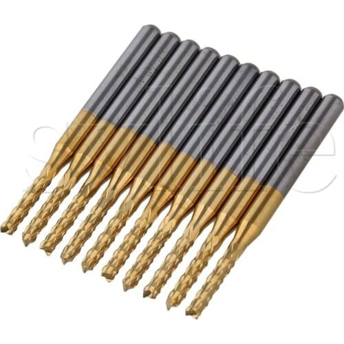 10x Titanium Coated Carbide End Mill Engraving Bits for PCB Rotary Burrs 2.0mm