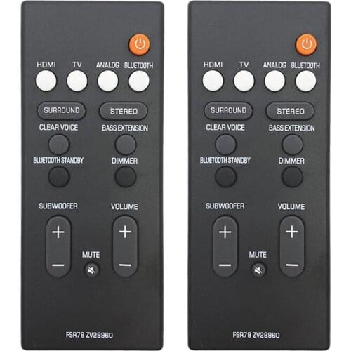 2Pcs Remote Control,For Yamaha Soundbar Remote Control FSR78/ZV28960/YAS-106/YAS-207/ATS-1060 Replaced