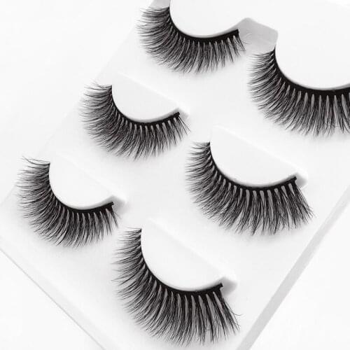 3D Mink Eyelashes Natural Cross-section False Eyelashes 3 Pairs of Makeup