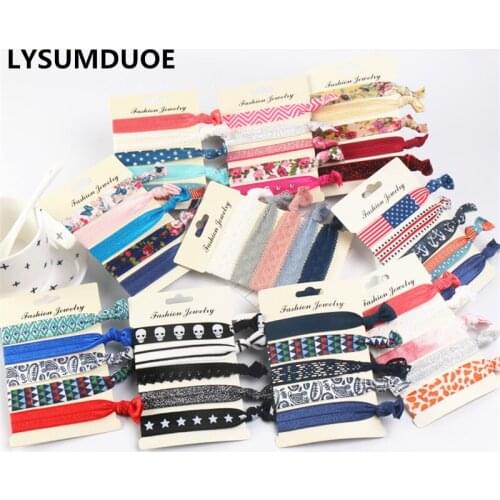 5Pcs/Set Korean Headband Girls Hair Accessories Lace Bow Elastic Hair Bands Dot Knotted Band Pigtail Flower Hairband for Women