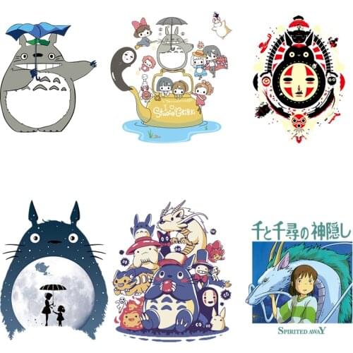 9 styles of large vinyl anime My Neighbor Totoro stickers ironing on T-shirt DIY heat transfer washable patch for children