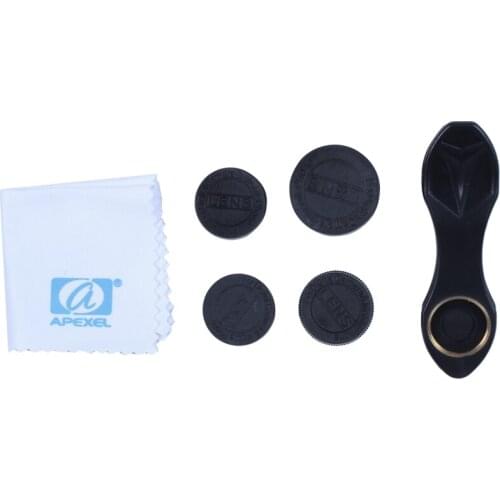 Apexel Universal Clip 5 In 1 Camera Lens Kit For Iphone Samsung Xiaomi Smartphones Lenses Fisheye Macro Wide Angle Telescope Len