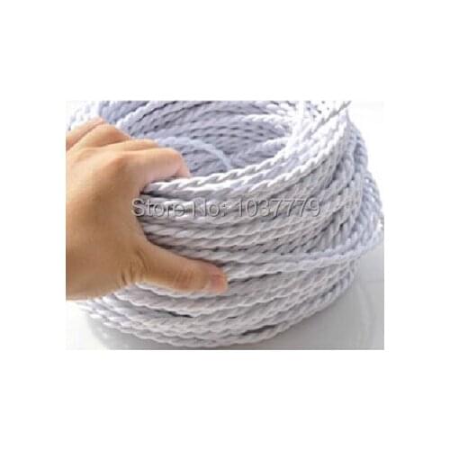 100meters long white color double core cord braided textile fabric wire cable