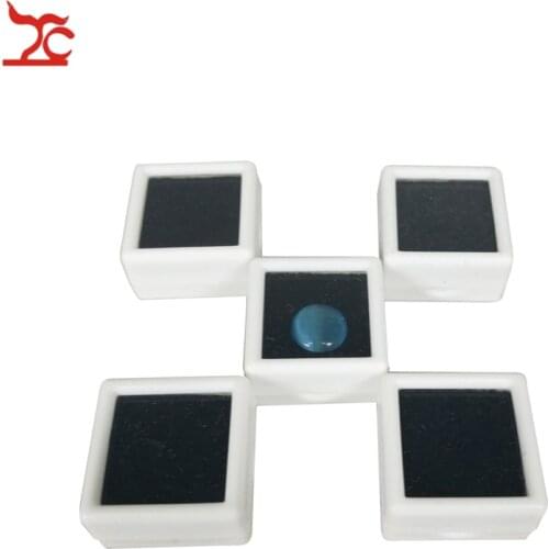 50Pcs Plastic Loose Diamond Display Package Box Square White Gem Case Black Memory Foam Pad Beads Pendant Box Showcase 3*3*2cm