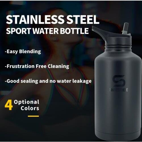 Black ShakeSphere Hydration Jug stainless steel sport water bottle double wall Thermal Insulate 1.8L