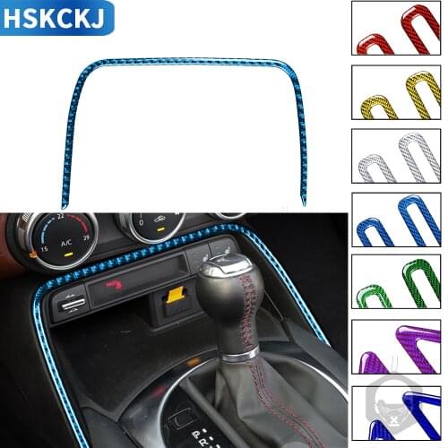For Mazda MX-5 Miata Roadster Carbon Fiber Center Console Storage Frame Trim Strip Sticker 2016+ MX5 ND Interior Car Accessories