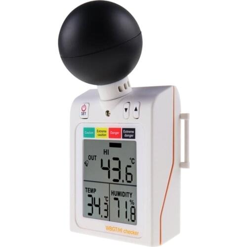 Wearable 2-in-1 WBGT + HI Heat Index Checker Wet Bulb Globe Temperature Heat Stress Meter