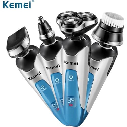 Kemei 4 in1 Washable LCD Electric Shaver 3D Floating 3 Blades Electric Shaving Razors Multifunction Clipper Men Face Care 5390
