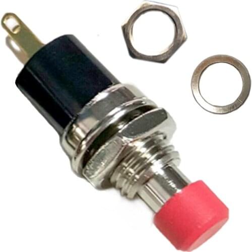 7mm Aperture Round Small Pushbutton Switch 1A Metal Power Button Red/Black Gold-Plated Foot Self-Locking ON-OFF High Quality Ro