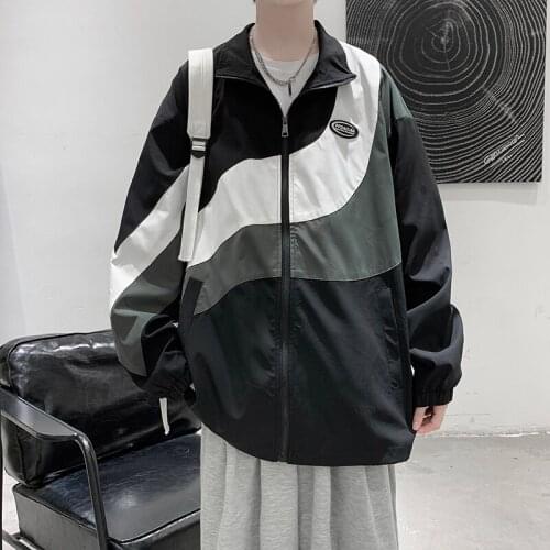 Preppy Style All-match Patchwork Jackets 2021Autumn New Arrival Japan Couple All-match Harajuku Hip Hop Loose High Street Coats