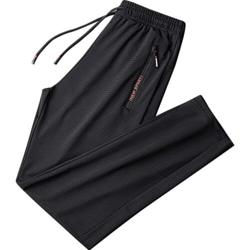Summer Breathable Mesh Black Sweatpants Men Joggers Sportswear Baggy Trousers Male Casual Track Pants Plus Size 7XL 8XL 9XL
