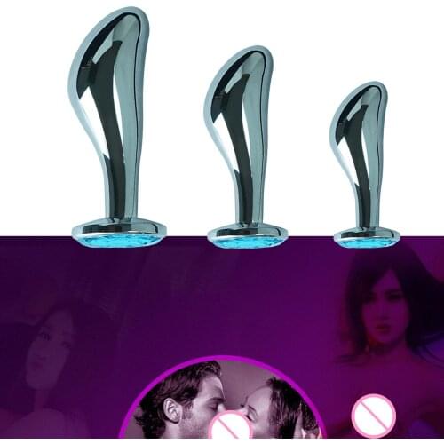 Metal Rhinestone Anal Butt G Spot Dilator Massager with Ring Adult Sexual Toy
