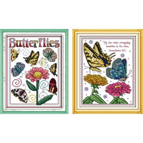 Butterfly cross stitch kits animal 14ct 11ct printed canvas cotton thread embroidery set DIY handmade needlework wall decoration