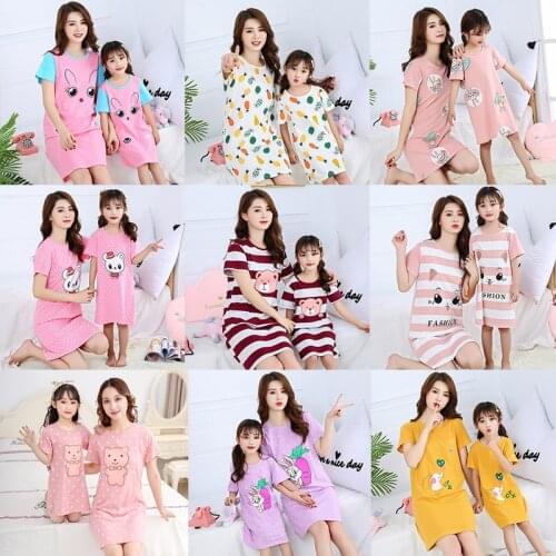 New Womens Nightdress Nightgowns Cartoon Sexy Sleepwear O-neck Causal Nightwear Summer Sleepshirts Short-sleeve Sleep & Lounge