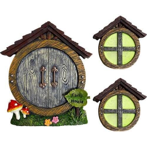 New Hot Miniature Fairy Gnome Window Door Elf Home For Yard Art Garden Sculpture Statue Decor Outdoor Fairy Garden Dropshipping