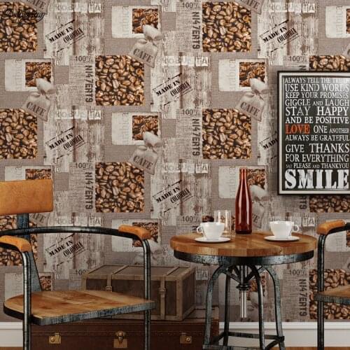 Beibehang English Retro Nostalgic Khaki Wallpaper Warm Living Room Study Room Full House Cafe Background Wallpaper
