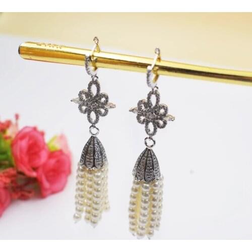 One pair white freshwater pearl NEAR ROUND 4-5mm s925 hook earrings FPPJ wholesale beads nature