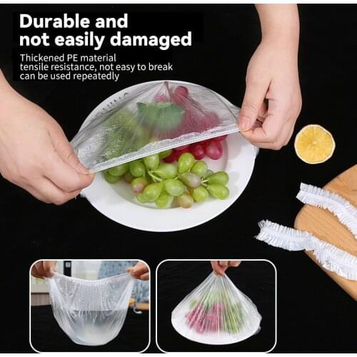 Disposable Food Cover Plastic Wrap Elastic Food Lids 100PCS Fresh-keeping Dustproof Fruit Bowls Cups Caps Home Kitchen Supplies