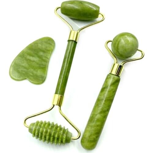 A0ND Jade Roller Gua Sha Massage Anti-Aging for Eye Puffiness Treatment Skin Tightening Rejuvenate Face Neck Slimming Massager
