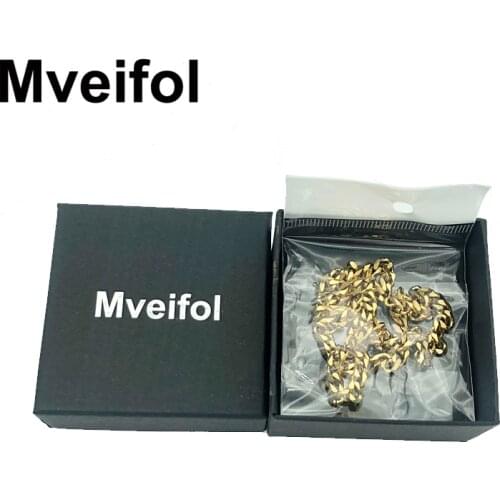 Mveifol Punk Stainless Steel Chain Necklace for Women Men Miami Cuban Link Chains Choker Necklace Black Gold Color Punk Jewelry
