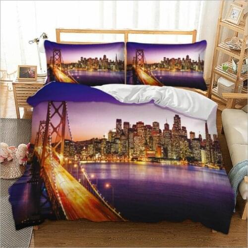 Duvet Cover 3D Statue of liberty Eiffel Tower London street Bedding Sets 2/3pcs Quilt cover pillowcase housse de couette