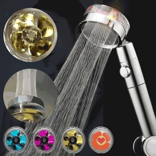 High Pressure Water Saving Flow Turbo Shower Head Spray 360 Rotated Rainfall Hand-held Pressurized Massage Filter Head Bathroom