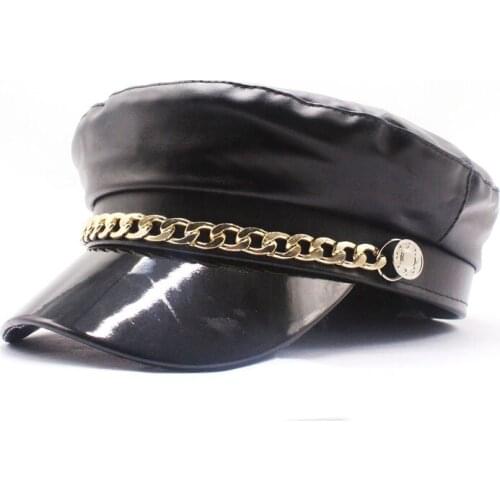 Beret Female Pu Leather Flat Cap Tocas 2018 Autumn Winter Hats For Women Vintage Painter Cap Bonnet Black England Newsboy Cap