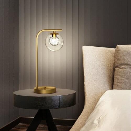 Modern Crystal Table Lamp Golden Brass Bedroom Living Room Bedside Lamp Glass Ball Desktop Decorative Lamp