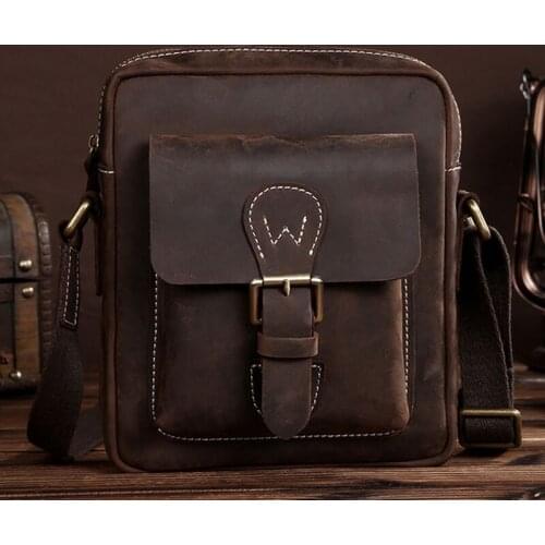 Men Crazy Horse Cowhide Vintage Business Cross Body Bag famous brand Single Shoulder Messenger Bags Briefcase
