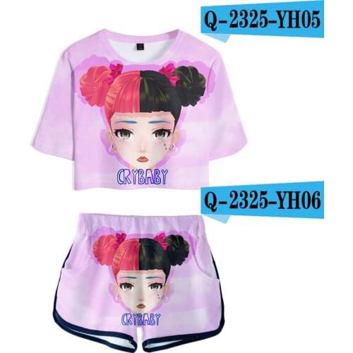 Y2K Anime Cry Baby Melanie Martinez Two-piece Fashion Shorts Suit Womens Fashion Summer Casual Cool 2 Piece Set Women Clothes