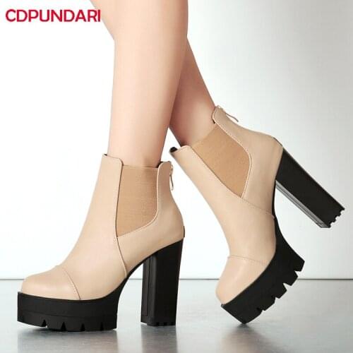 Ladies Super High Heels Platform Ankle Boots For Women Autumn Winter Chunky Modern Short Boots Shoes Bottes Plateforme Femme