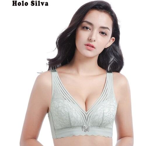 Women Push Up Wire Free Bra Lace Sexy Thin Full Cup Wireless Vest Bras Max 90C 95X SizeC D Cup Thin Full Cup Minimizer Underwear