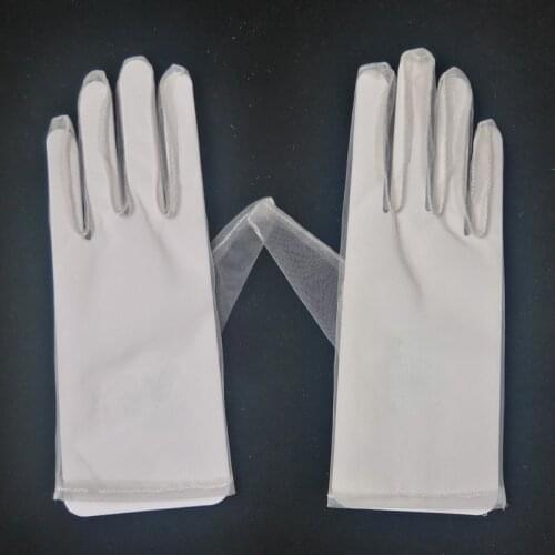 1 Pair Sexy Sheer Tulle Gloves Candy Color Lace Mesh Etiquette Gloves Transparent Full Finger Mittens Ultra Thin Short Gloves