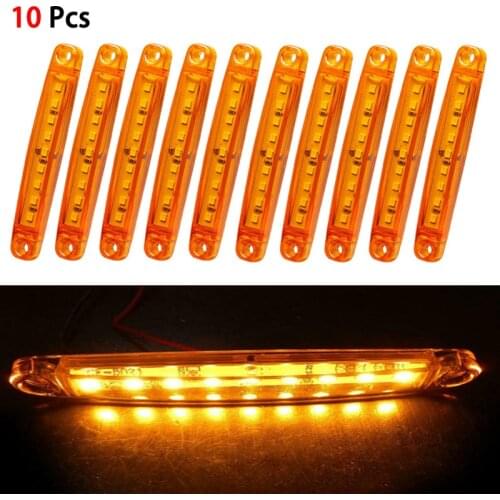 10pcs Car Led 12V 24V Truck Side Marker Indicator Lights Plastic Amber Turn Signals Tail Lights License Plate Parking Light Lamp