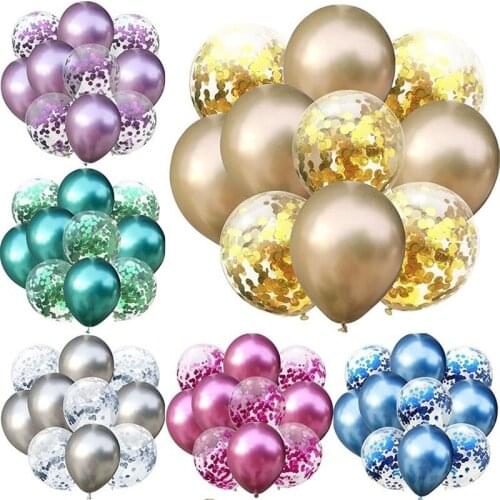 10pcs Metallic Glitter Confetti Latex Balloons For Birthday Party decorations Gold Silver Green Purple Blue