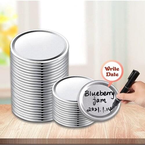 Hot Sale 100Pcs Wide Mouth Mason Jar Canning Lids Reusable Proof Split-Type Lids Leak Proof Storage With Silicone Seals Rings