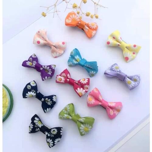 100pcs/lot Ribbon Hair Clip Colorful Barrettes Hairgrip Headwear Pet Dog Bows Girls Dog Hairpins Hair Accessories