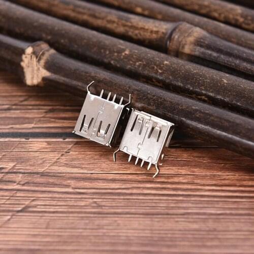 1pc/5/10 Pcs USB Type A Female Vertical Socket Connector 180 Degrees 4 Pin Plug Jack Connectors 13mm Curling Bent Fixed