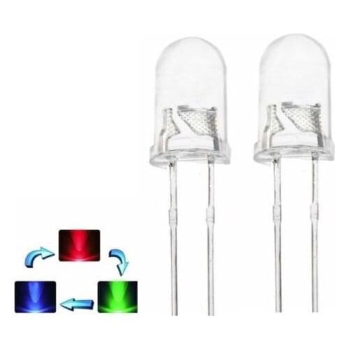 20Pcs LED RGB Rainbow FAST flash 2-PINS F5 5MM Super Bright Bulb Lamp